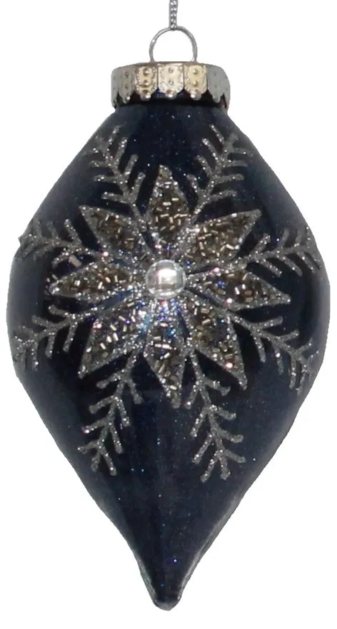 100MM Blue Glitter Snowflake Shatterproof Ornament