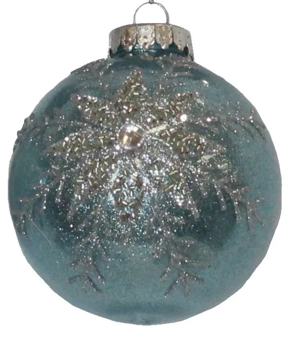 100MM Blue Glitter Snowflake Shatterproof Ornament