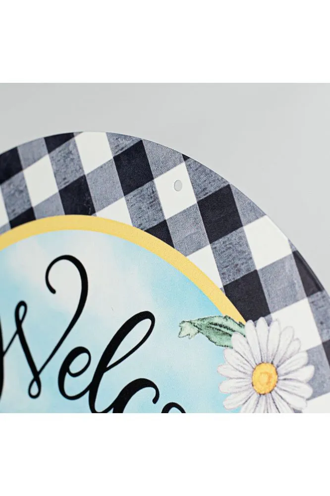 12" Metal Sign: Welcome Wheelbarrow