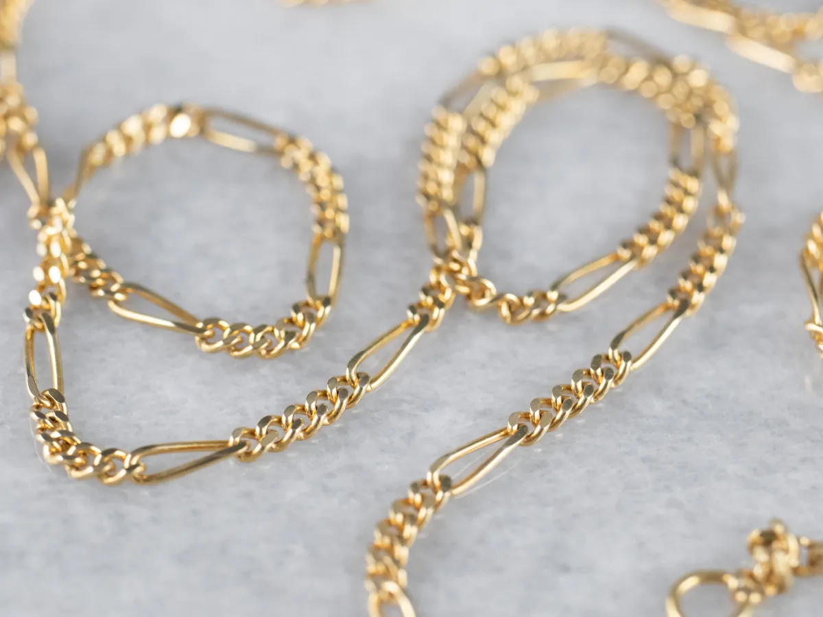 14K Yellow Gold Figaro Chain Necklace