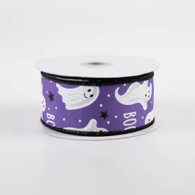1.5" Boo Ghosts Ribbon: Purple (10 Yards)