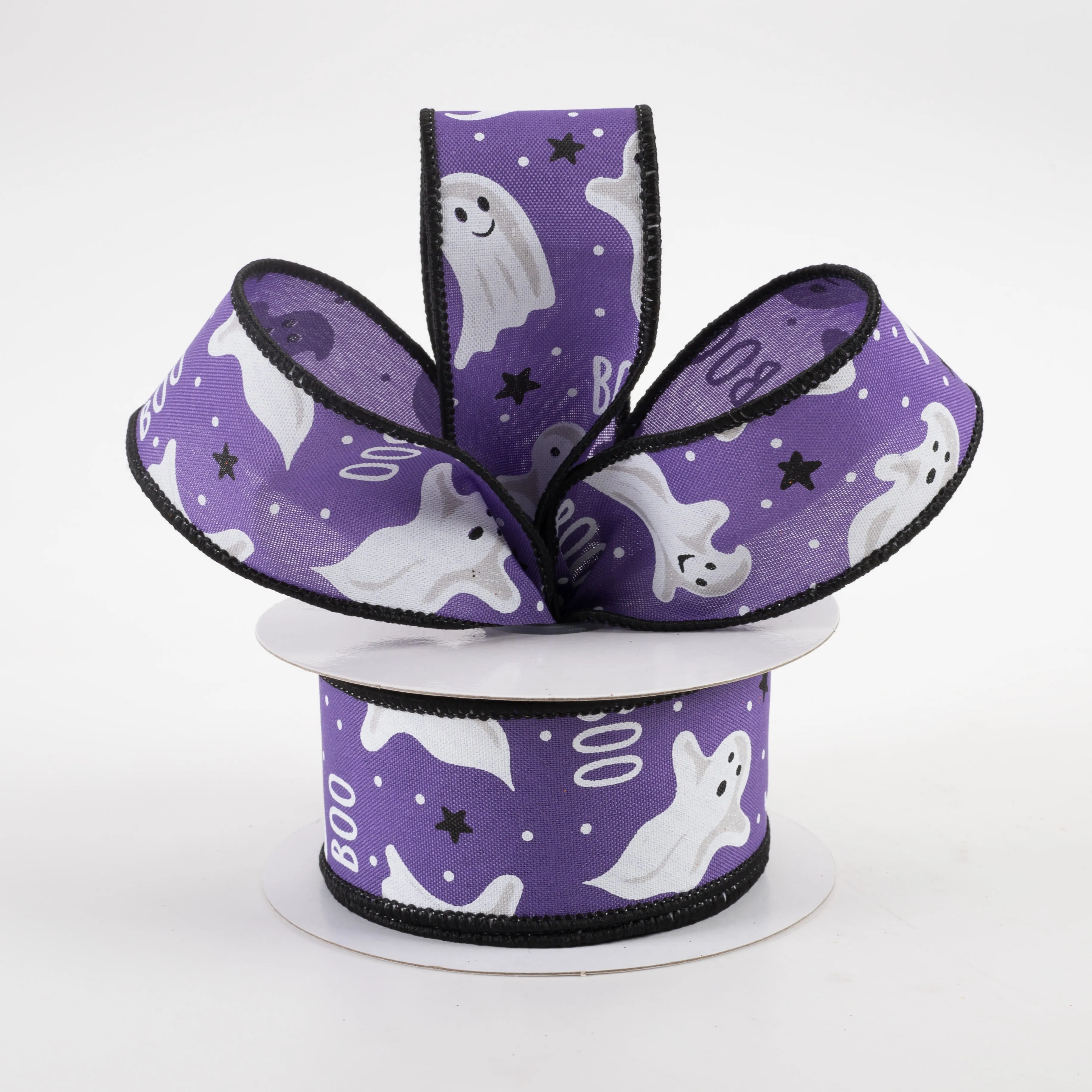 1.5" Boo Ghosts Ribbon: Purple (10 Yards)