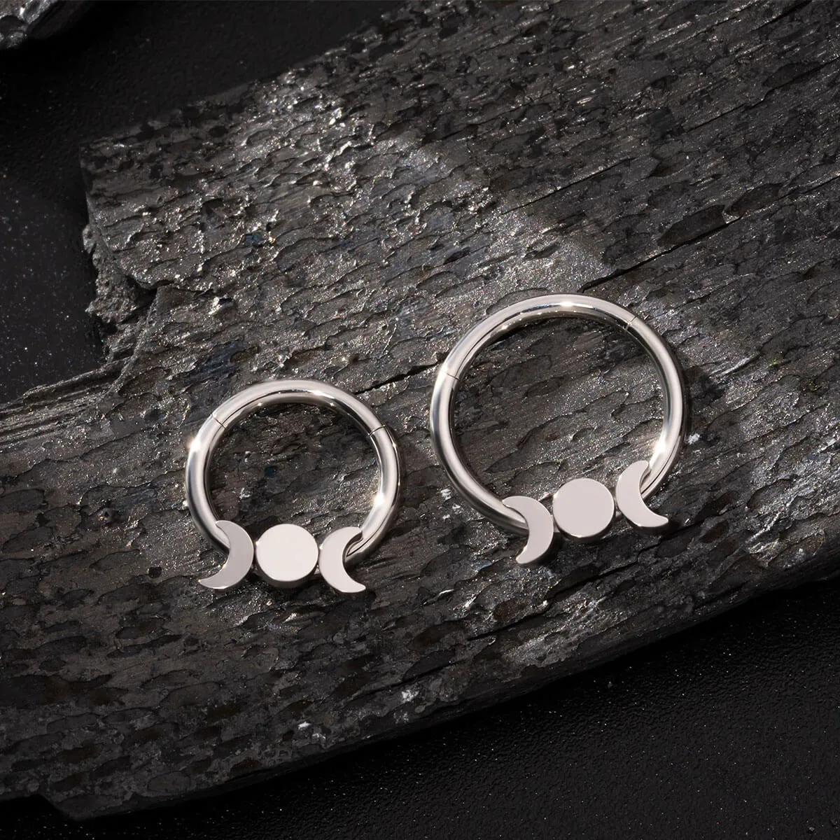 16G Flat Moon Phase 316L Stainless Steel Septum Ring