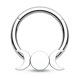 16G Flat Moon Phase 316L Stainless Steel Septum Ring