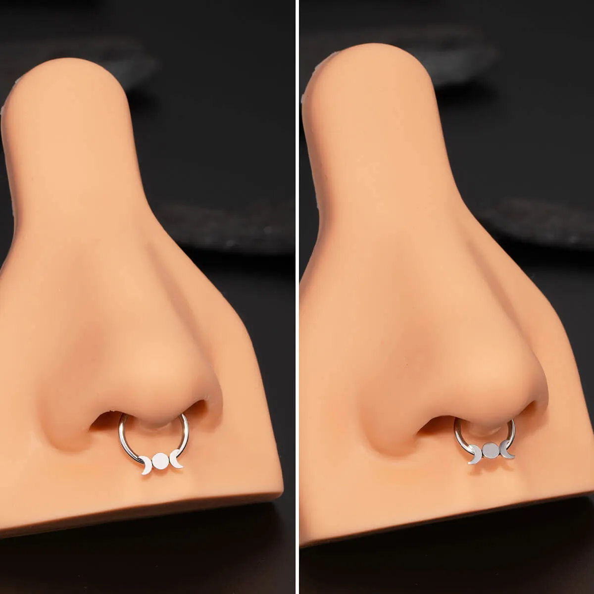16G Flat Moon Phase 316L Stainless Steel Septum Ring