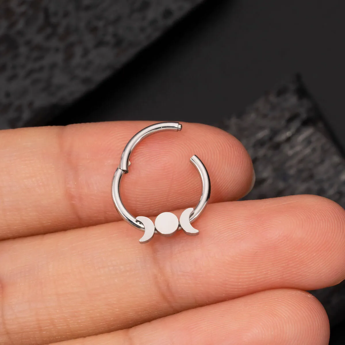 16G Flat Moon Phase 316L Stainless Steel Septum Ring