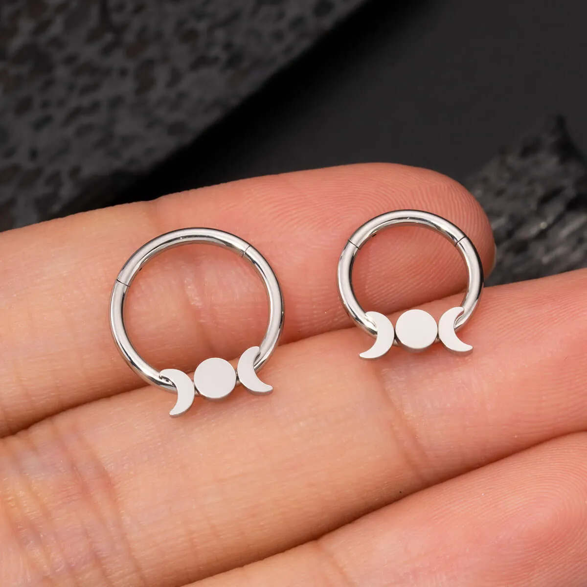 16G Flat Moon Phase 316L Stainless Steel Septum Ring