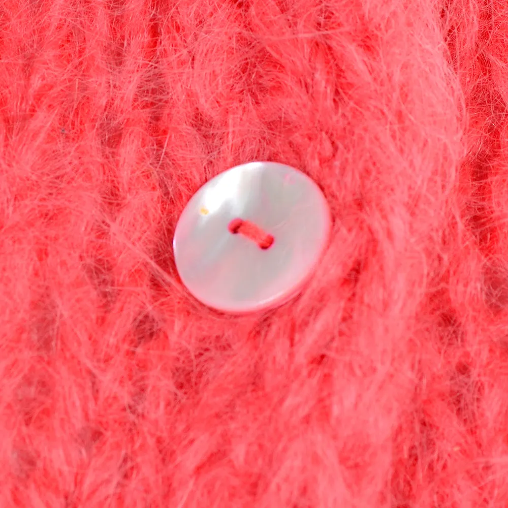 1960s Famelia Italian Pink Mohair Cardigan w/ Oversized Collar