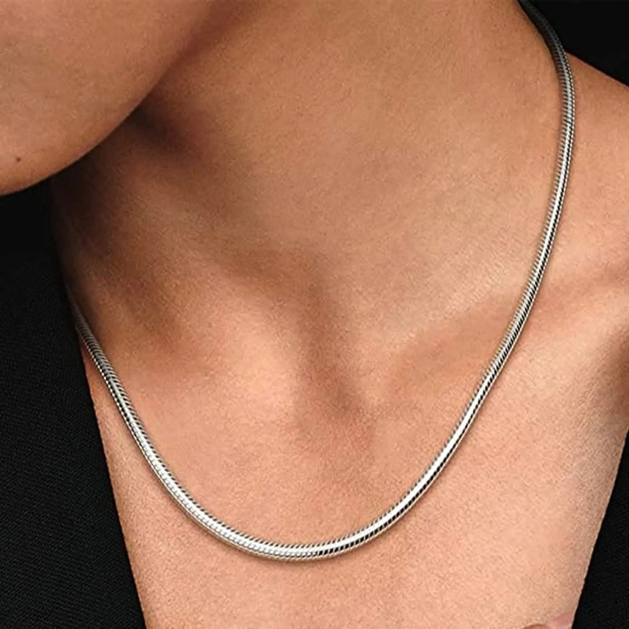 24inch Steel Snake Chain Bead Charm Necklace
