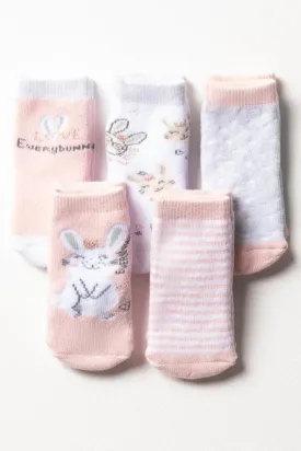 5 Pack Bunny Socks Pink