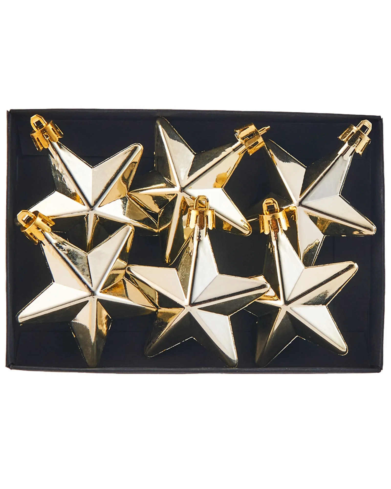6 Pack of Hanging Stars, Gold, 7.5 cm