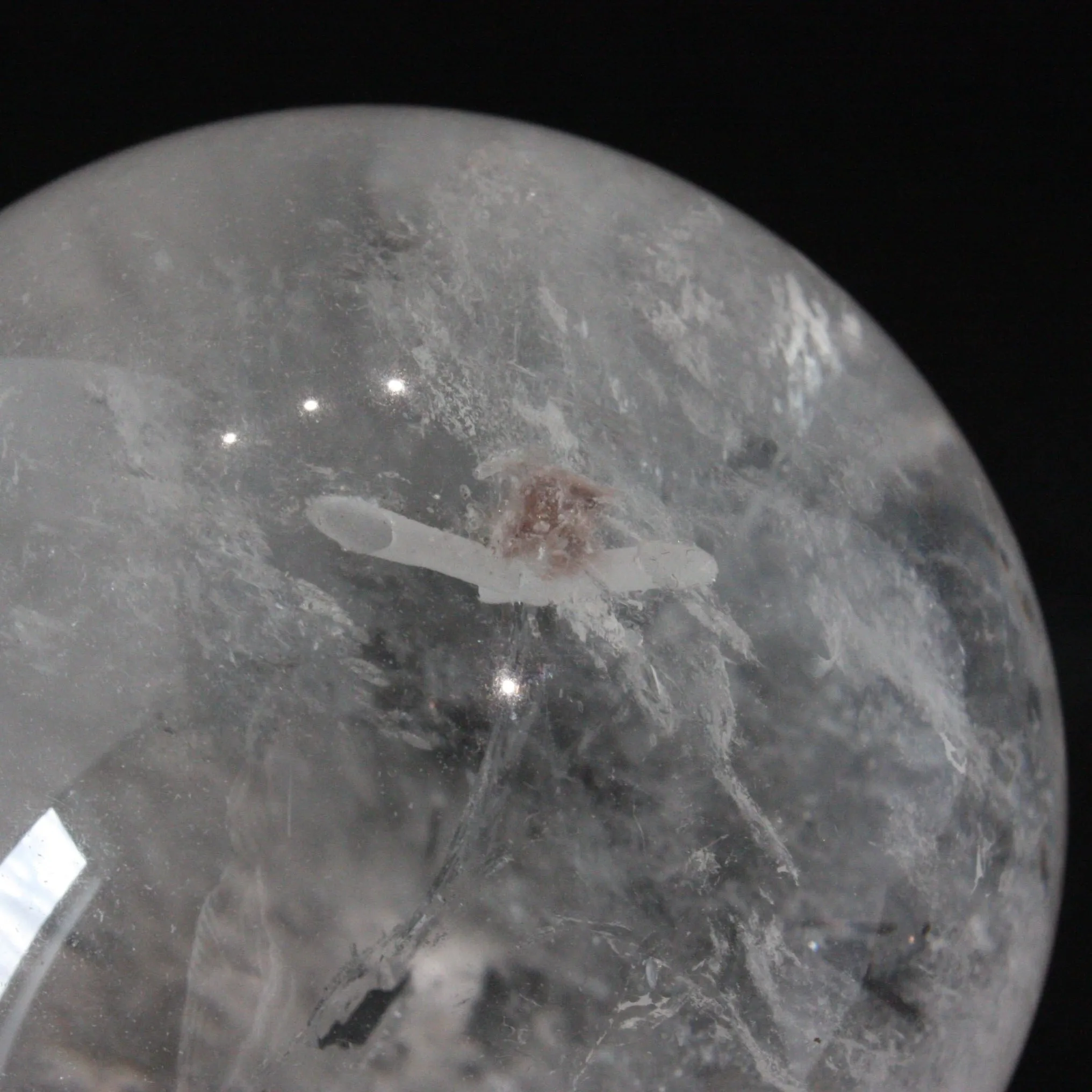 70mm Rock Crystal Smooth Ball, V-Hole (Blemished)