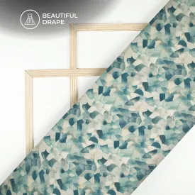 Aegean Blue Geometric Digital Print Imported Satin Fabric
