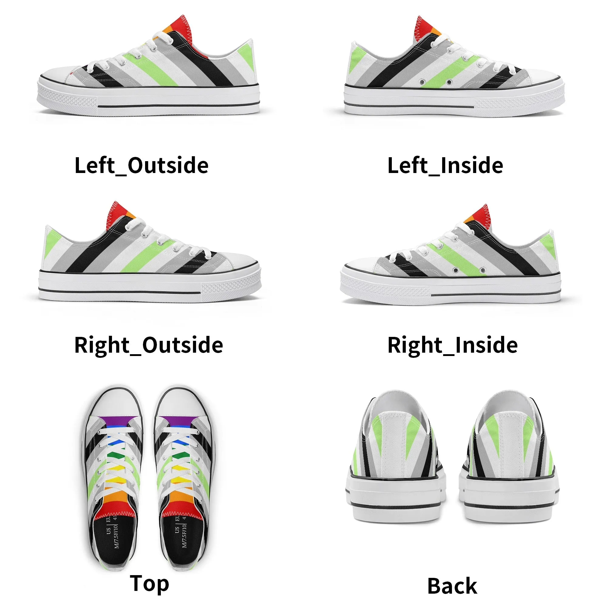 Agender Pride Collection - Mens Classic Low Top Canvas Shoes for the LGBTQIA  community