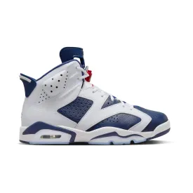 Mens White and Midnight Navy Air Jordan 6 Retro Shoes