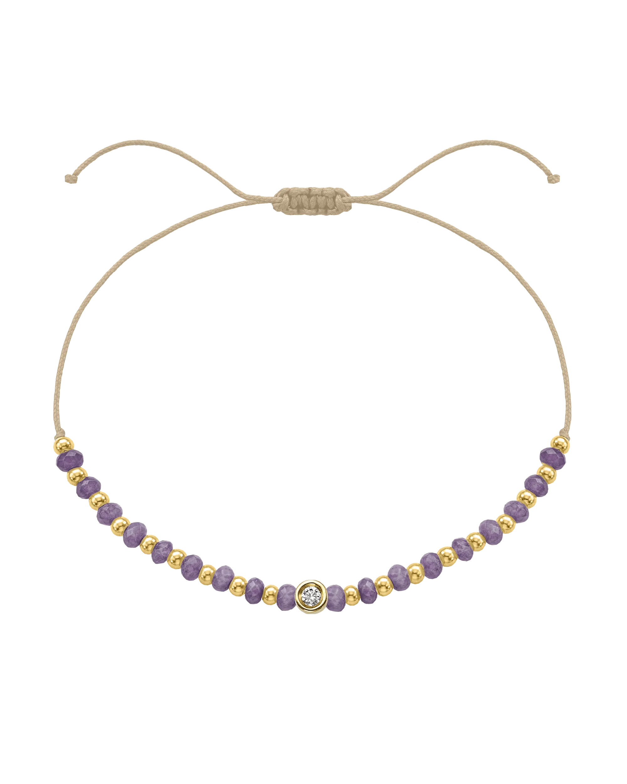 Amethyst Gemstone String of Love Bracelet for Tranquility - 14K Yellow Gold
