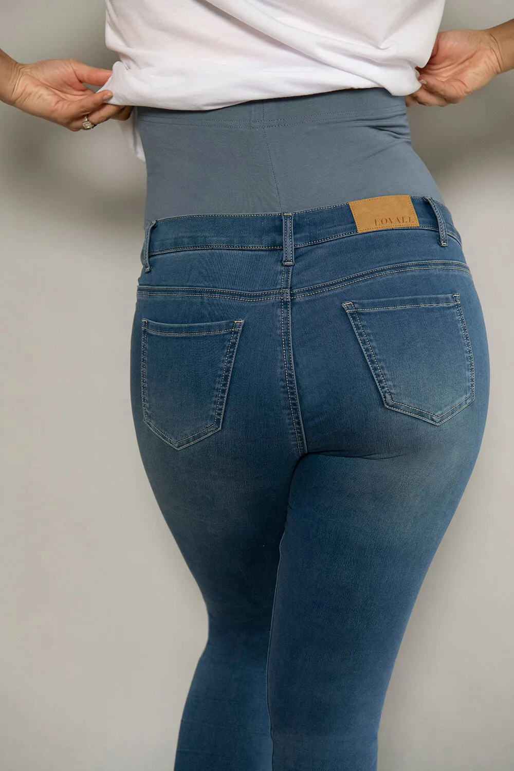 Ankle Grazer Maternity Jeggings - Mid Blue