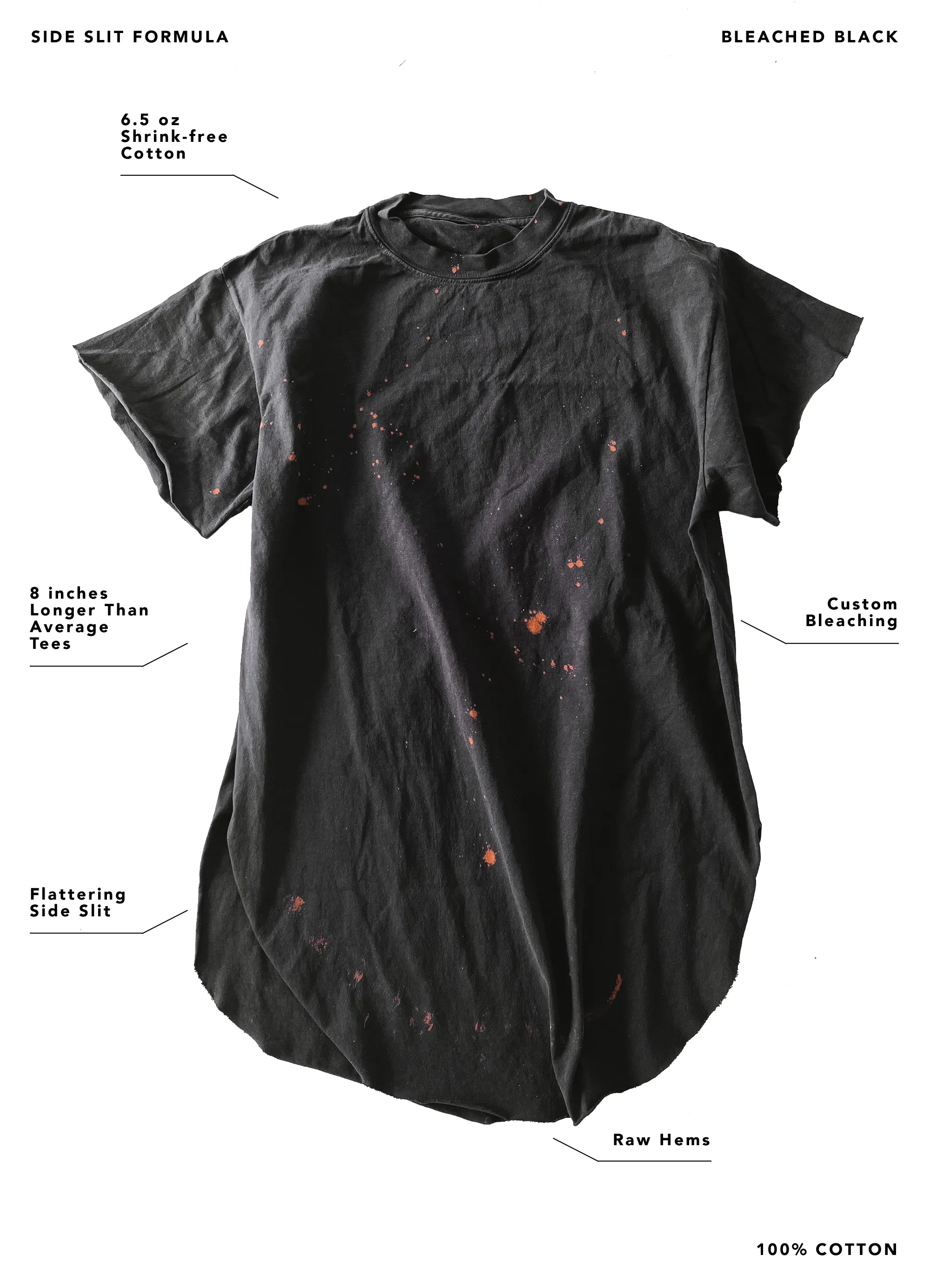 ANTISOCIAL SOCIALITE BLEACHED OUT SIDE SLIT TEE