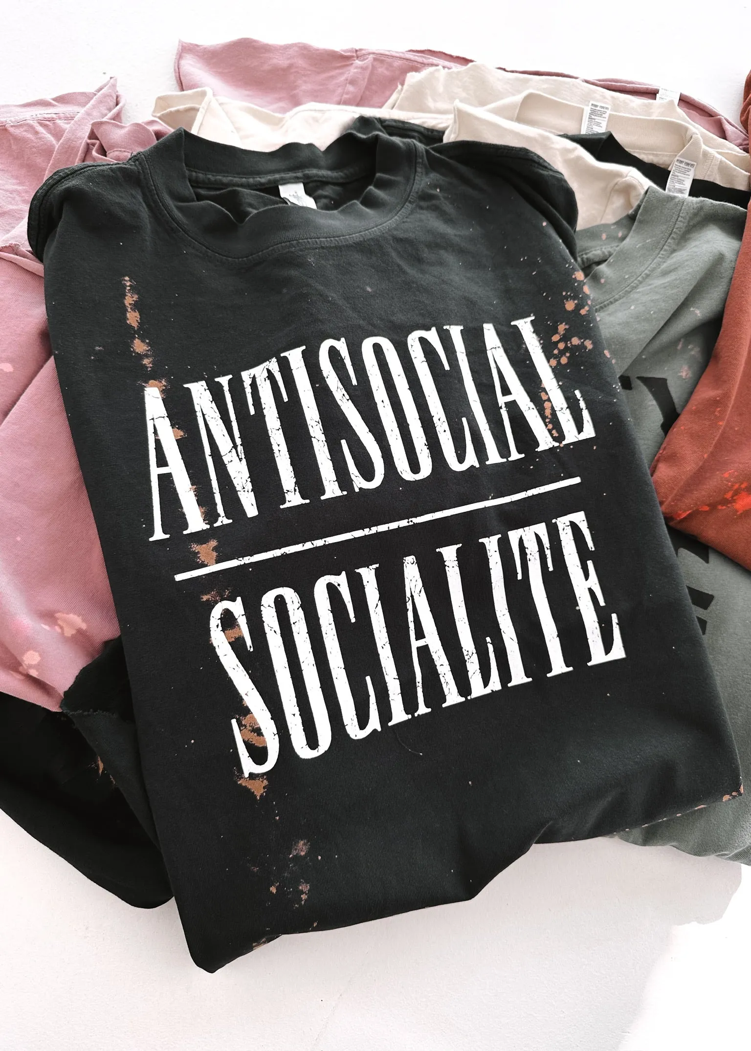 ANTISOCIAL SOCIALITE BLEACHED OUT SIDE SLIT TEE