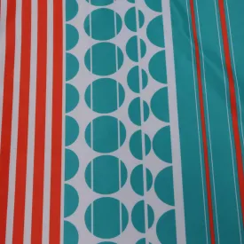 Aqua and Orange Multi Patterned Printed Polyester