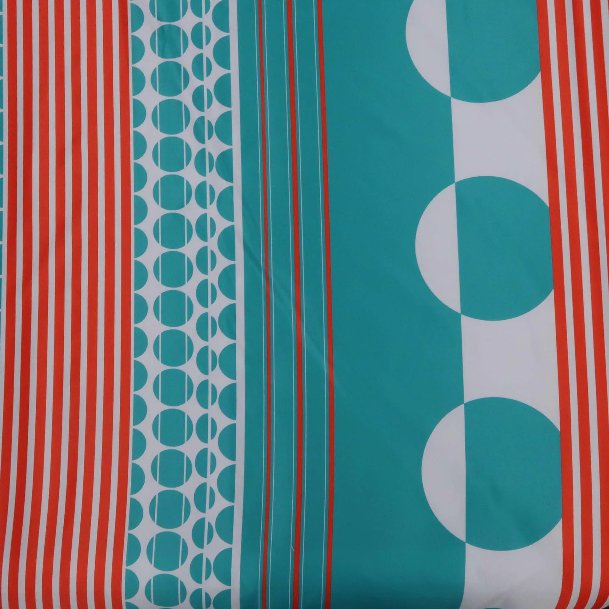 Aqua and Orange Multi Patterned Printed Polyester