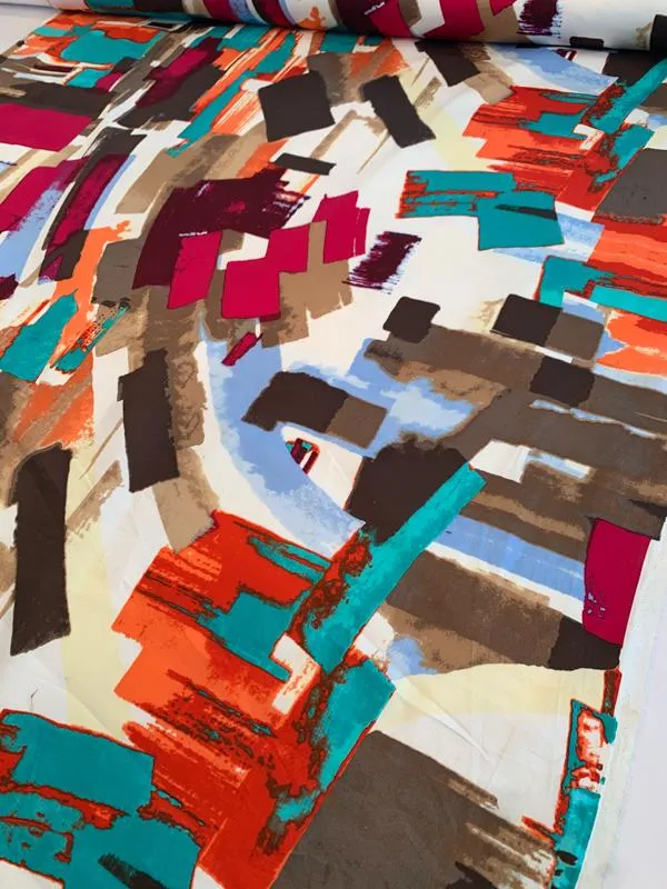 Art Collector Printed Stretch Fine Cotton Sateen - Multicolor