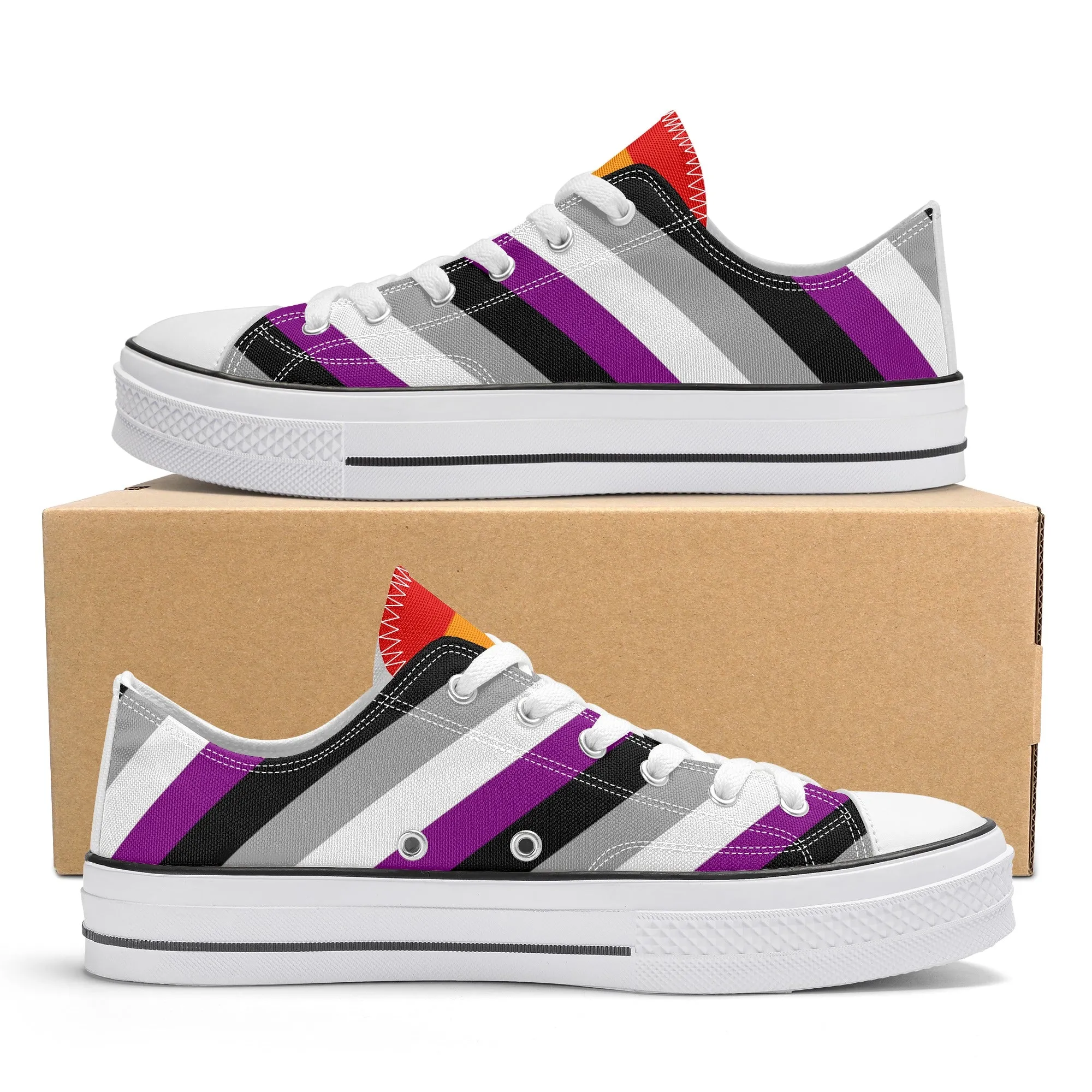 Asexual Pride Collection - Womens Classic Low Top Canvas Shoes for the LGBTQIA  community