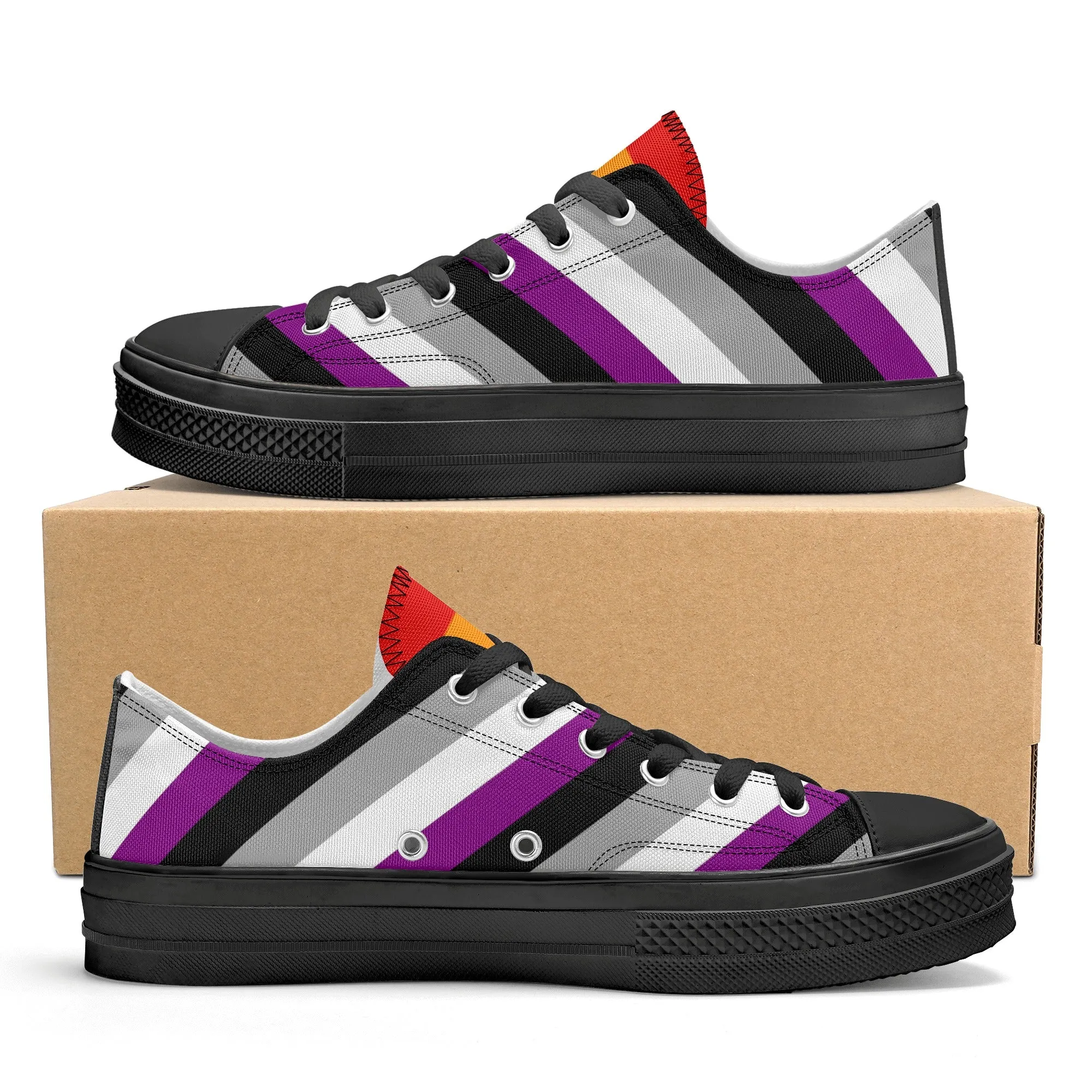 Asexual Pride Collection - Womens Classic Low Top Canvas Shoes for the LGBTQIA  community