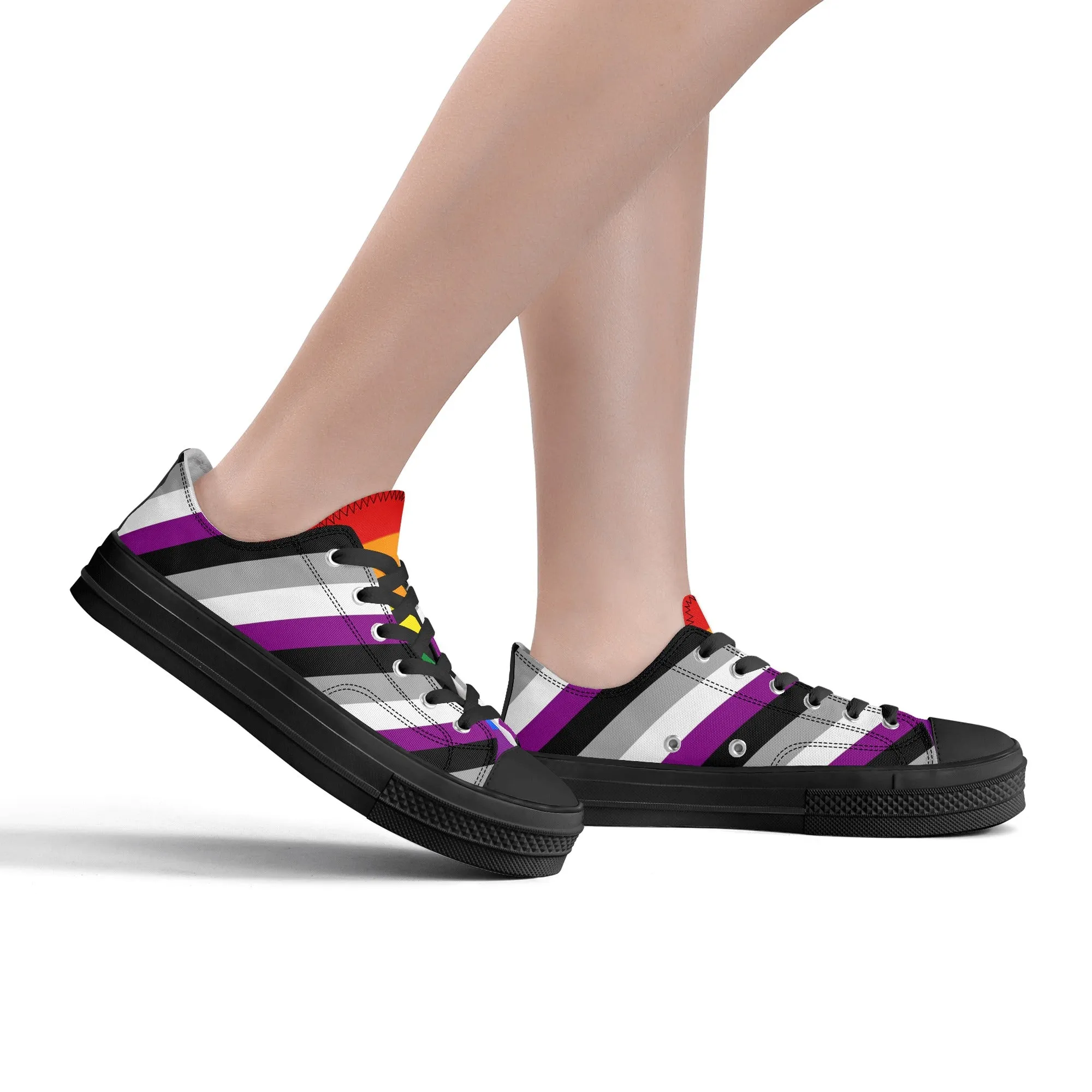 Asexual Pride Collection - Womens Classic Low Top Canvas Shoes for the LGBTQIA  community