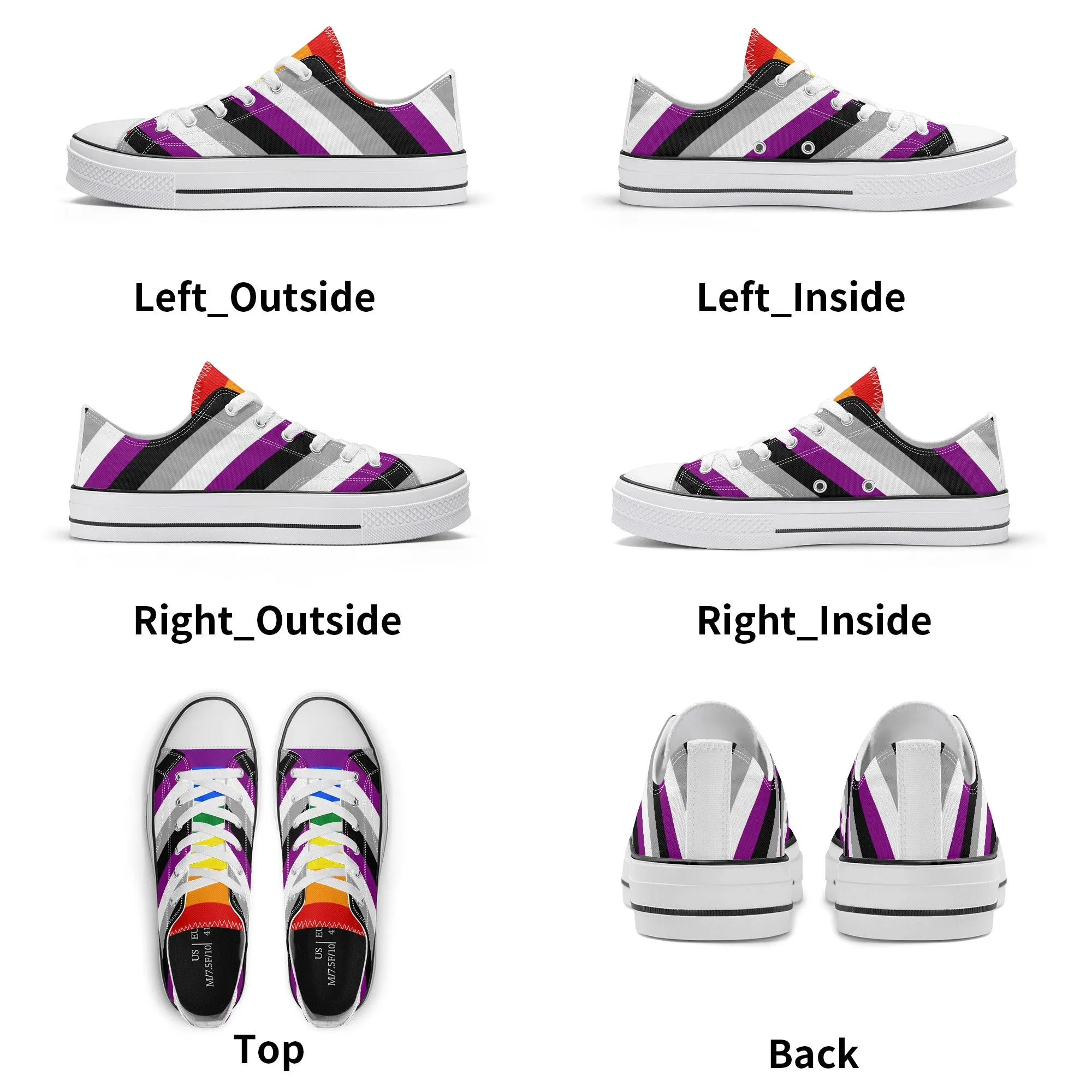 Asexual Pride Collection - Womens Classic Low Top Canvas Shoes for the LGBTQIA  community
