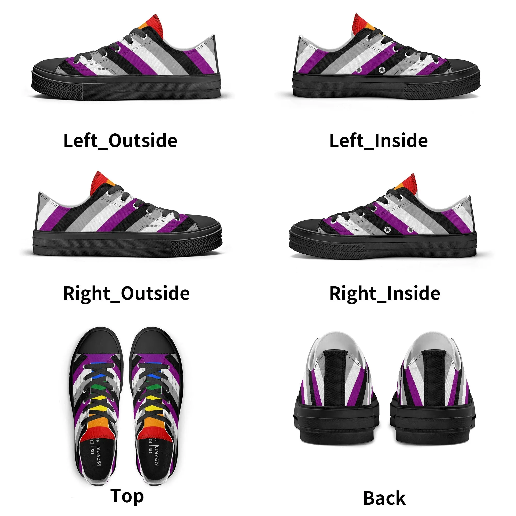 Asexual Pride Collection - Womens Classic Low Top Canvas Shoes for the LGBTQIA  community