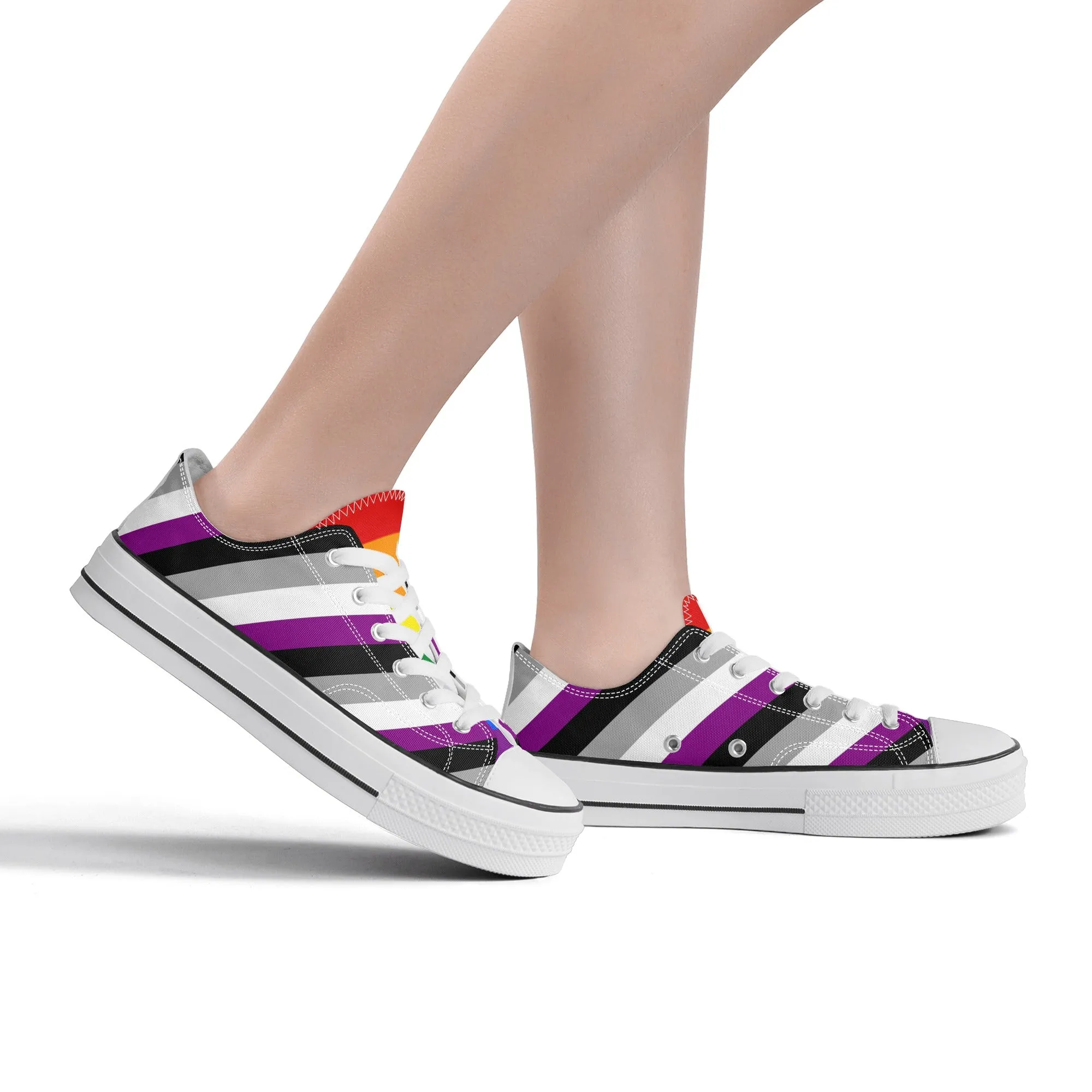 Asexual Pride Collection - Womens Classic Low Top Canvas Shoes for the LGBTQIA  community