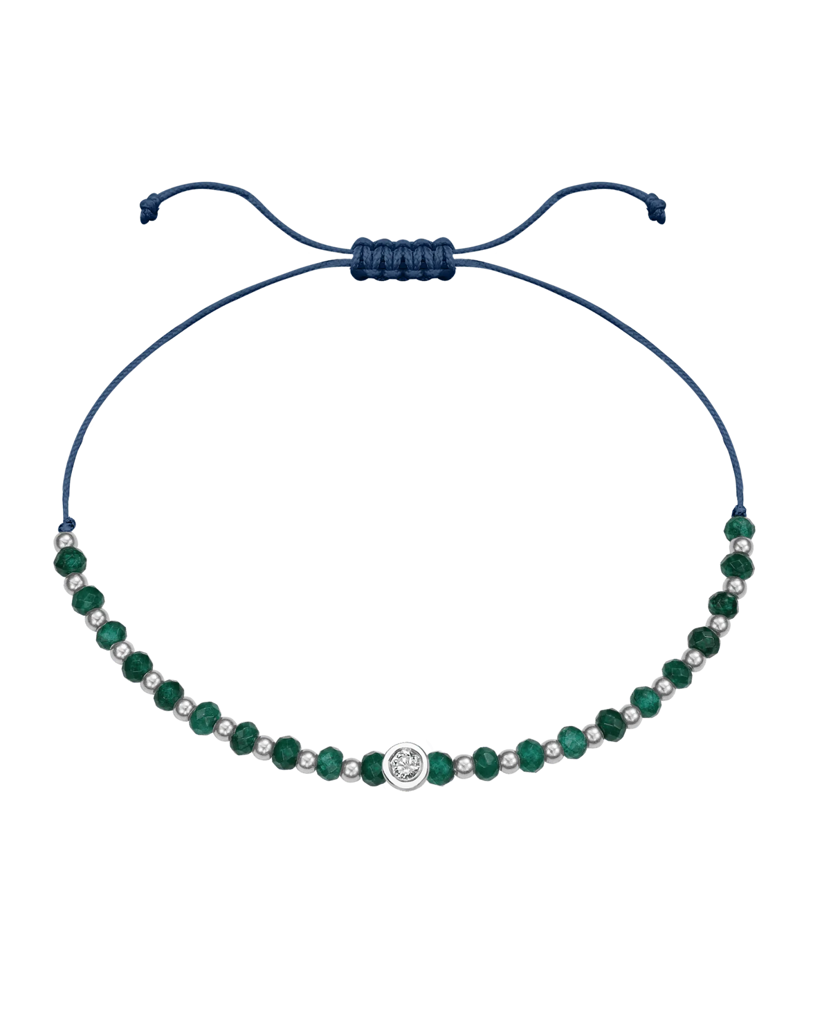 Aventurine Gemstone String of Love Bracelet for Luck - 14K White Gold