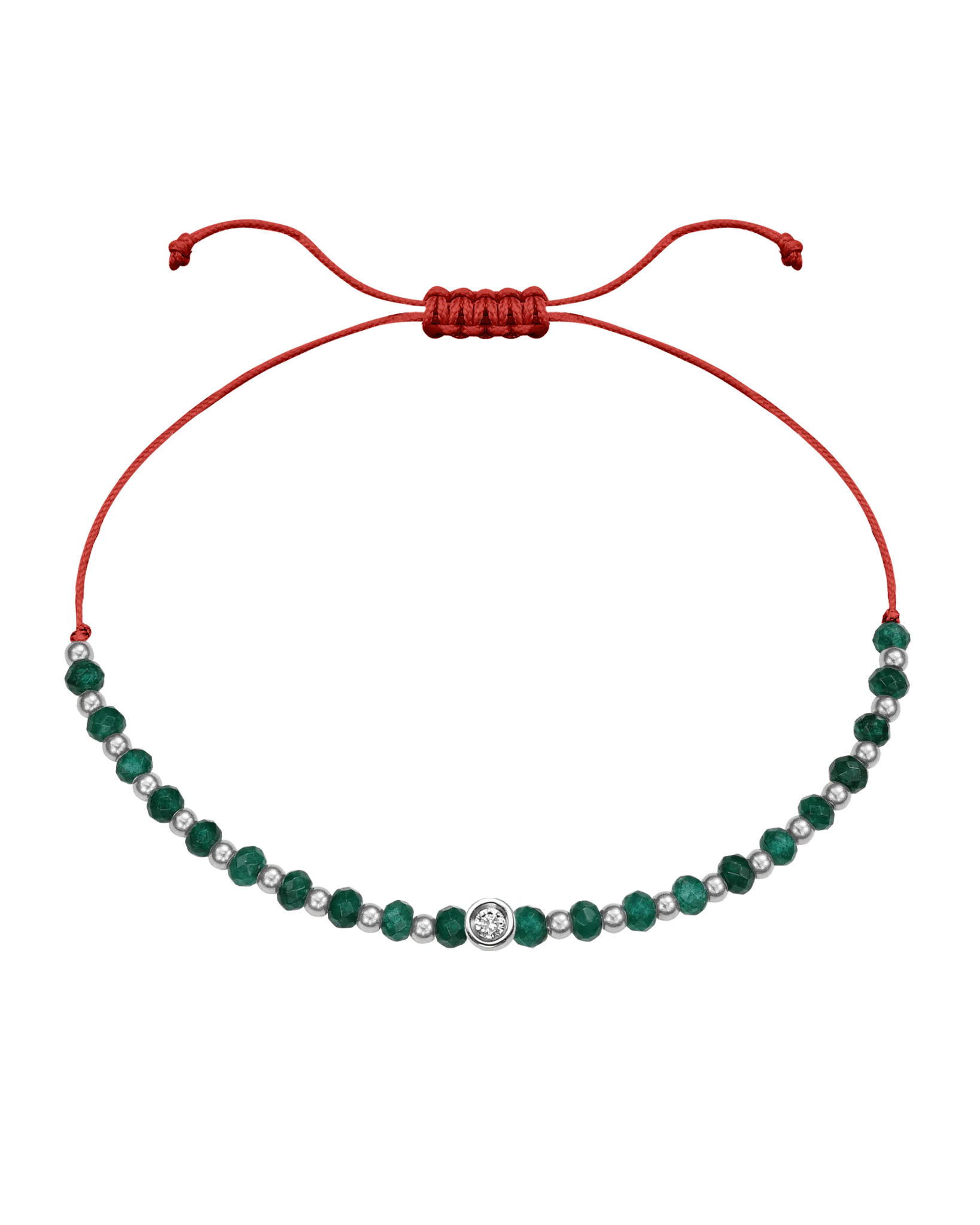 Aventurine Gemstone String of Love Bracelet for Luck - 14K White Gold