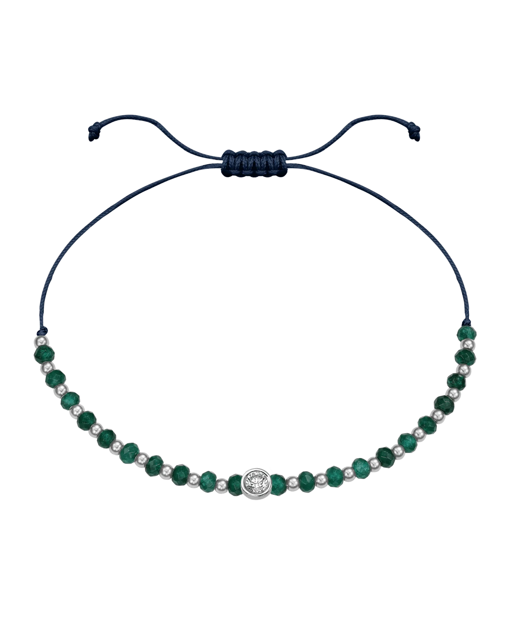 Aventurine Gemstone String of Love Bracelet for Luck - 14K White Gold