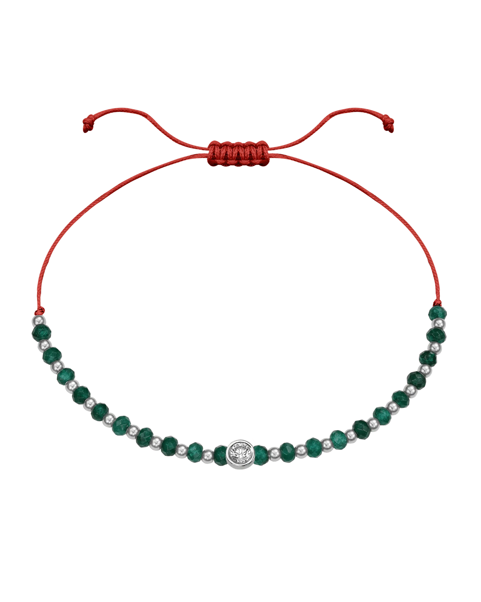 Aventurine Gemstone String of Love Bracelet for Luck - 14K White Gold
