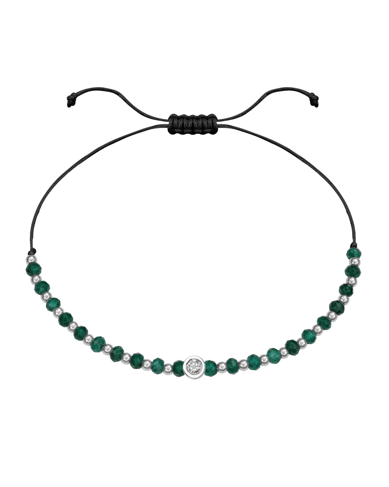 Aventurine Gemstone String of Love Bracelet for Luck - 14K White Gold