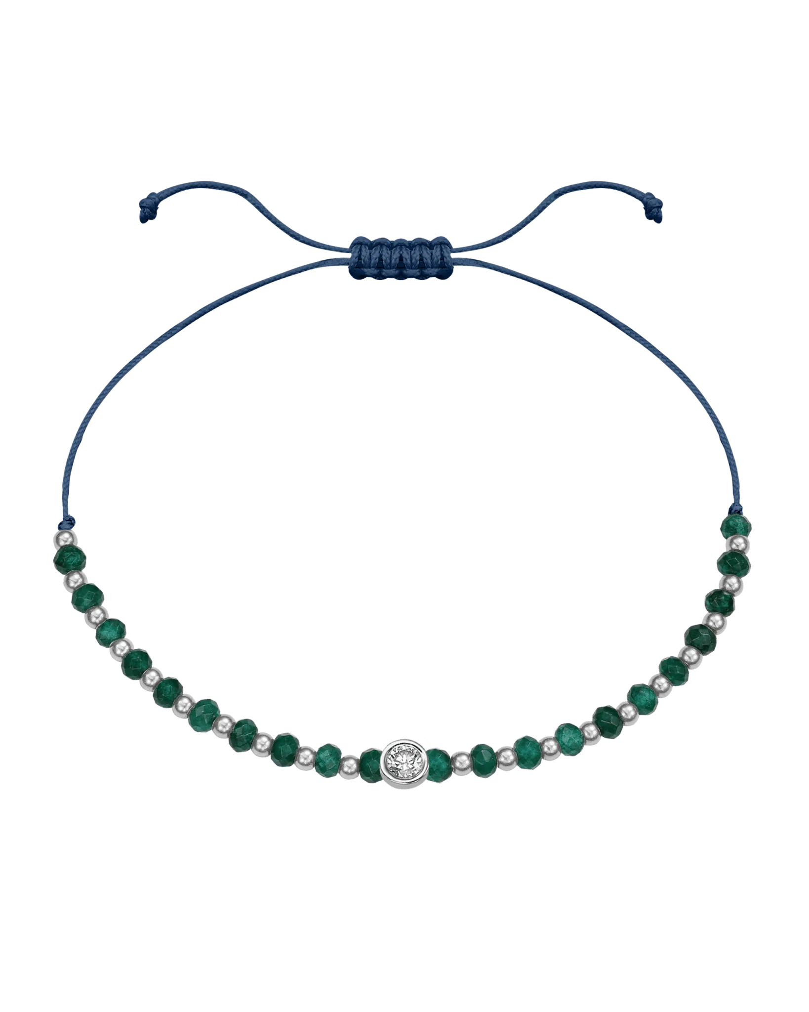 Aventurine Gemstone String of Love Bracelet for Luck - 14K White Gold