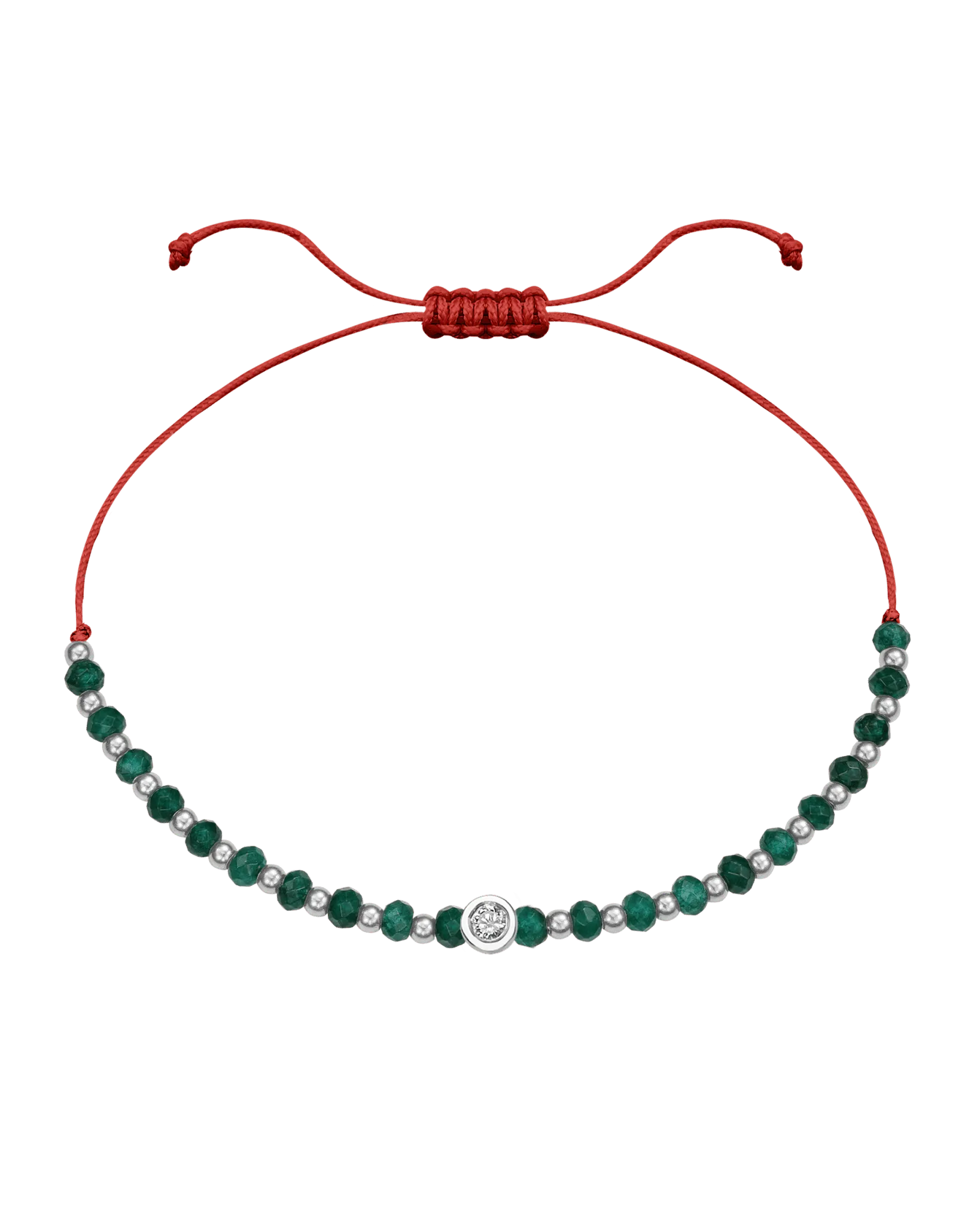 Aventurine Gemstone String of Love Bracelet for Luck - 14K White Gold