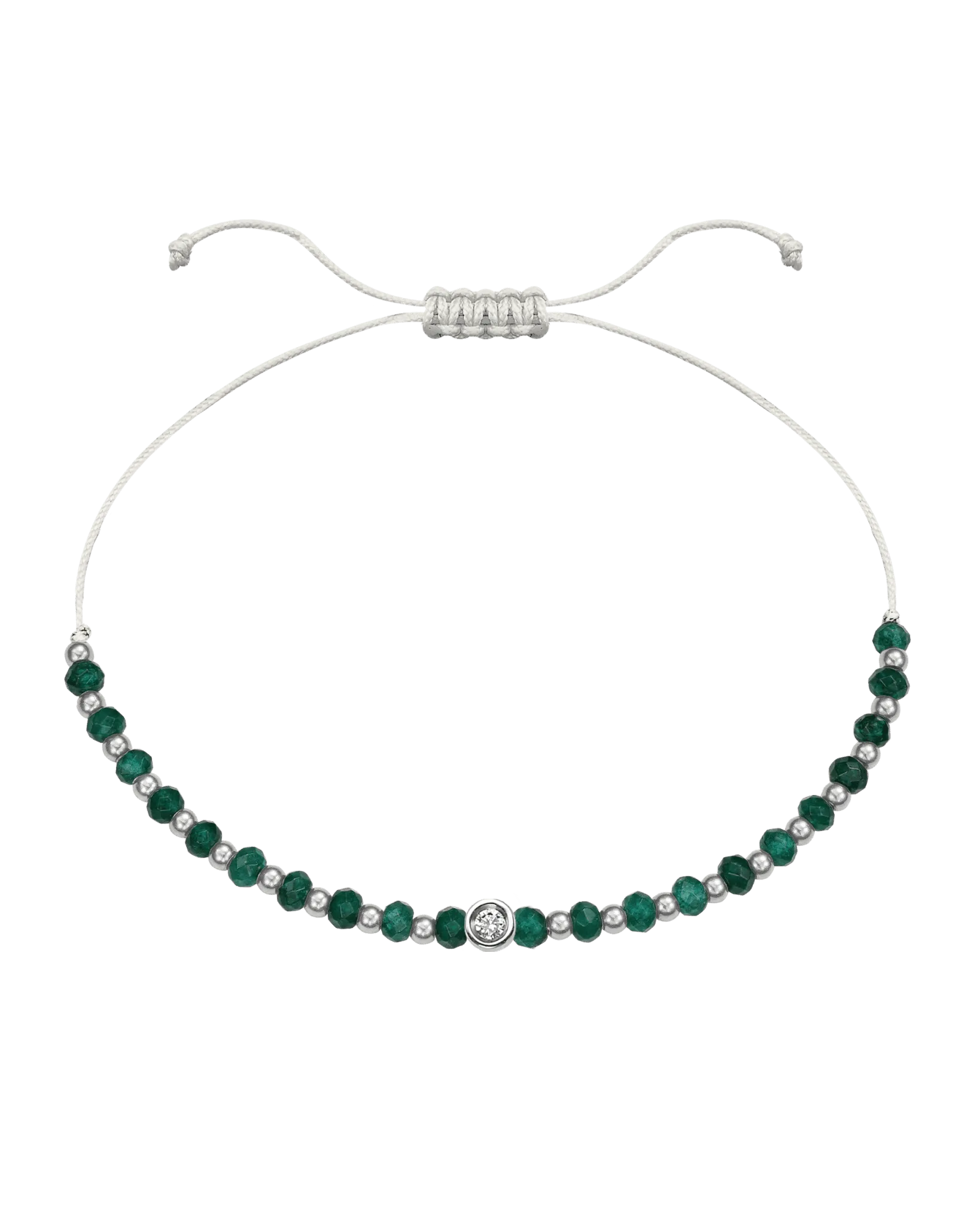 Aventurine Gemstone String of Love Bracelet for Luck - 14K White Gold