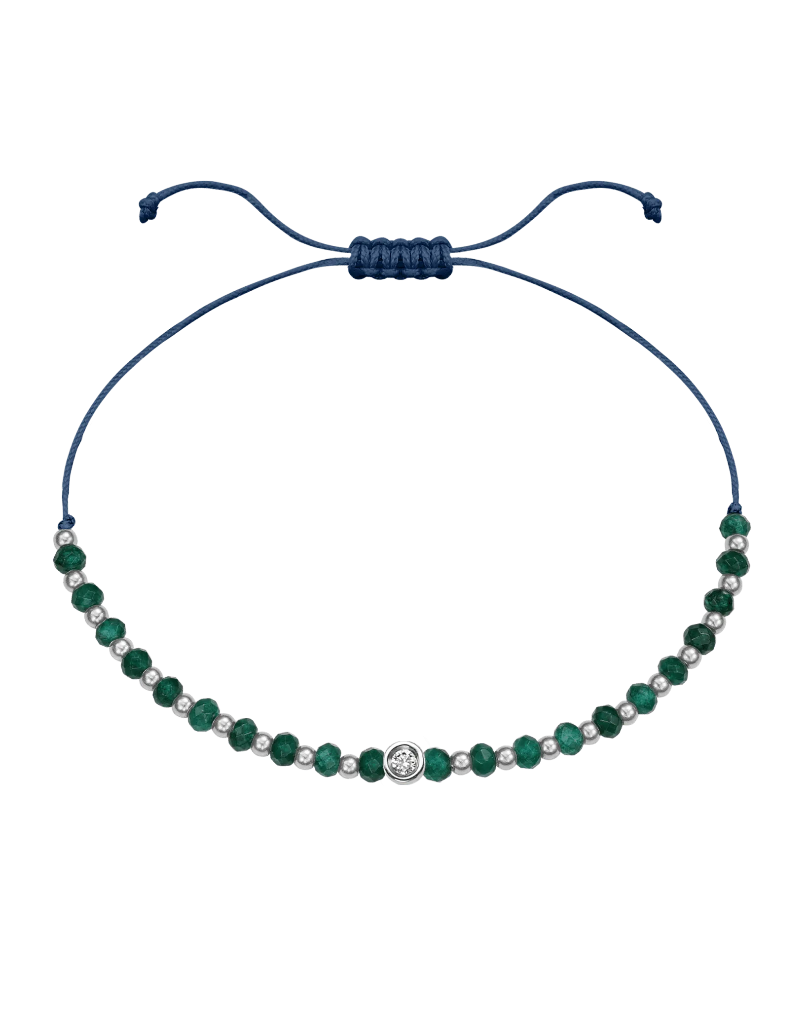 Aventurine Gemstone String of Love Bracelet for Luck - 14K White Gold