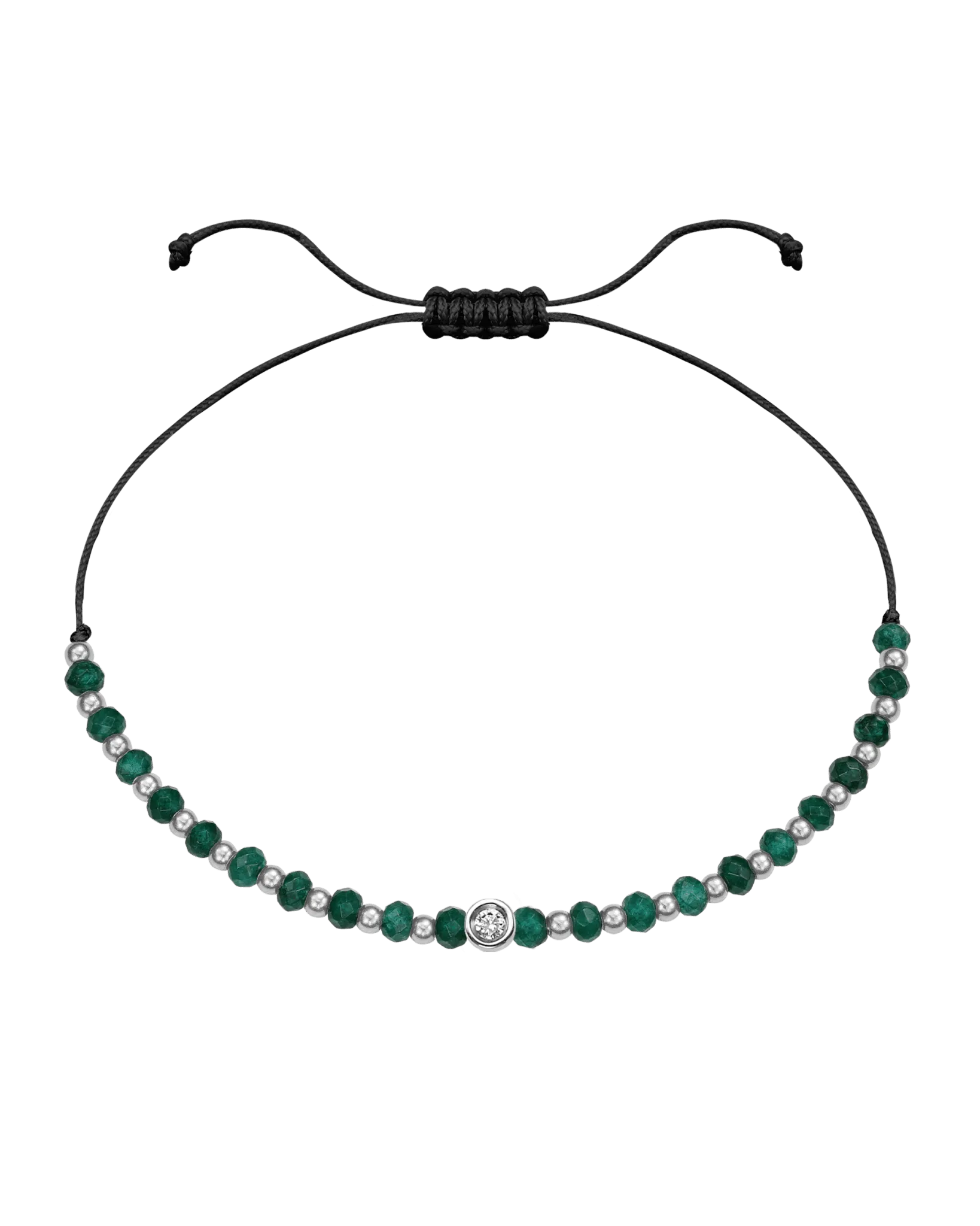 Aventurine Gemstone String of Love Bracelet for Luck - 14K White Gold