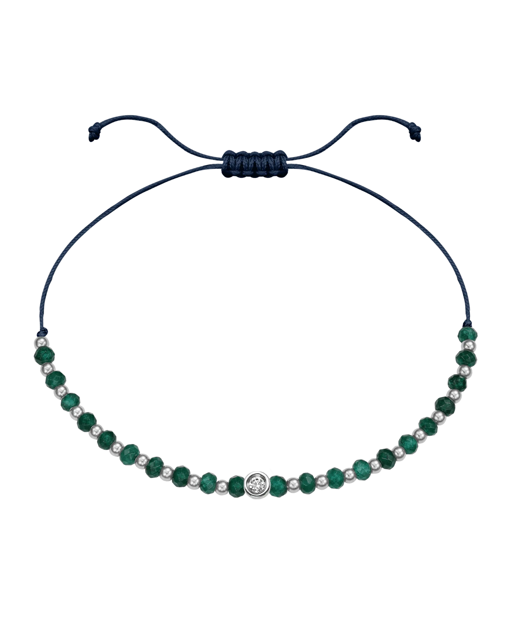 Aventurine Gemstone String of Love Bracelet for Luck - 14K White Gold