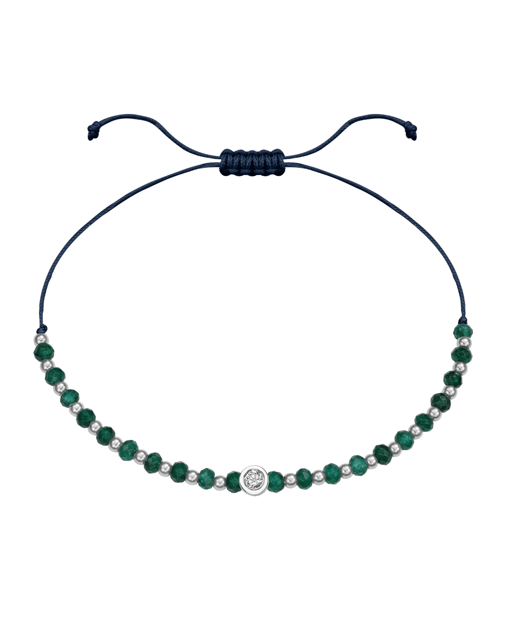 Aventurine Gemstone String of Love Bracelet for Luck - 14K White Gold