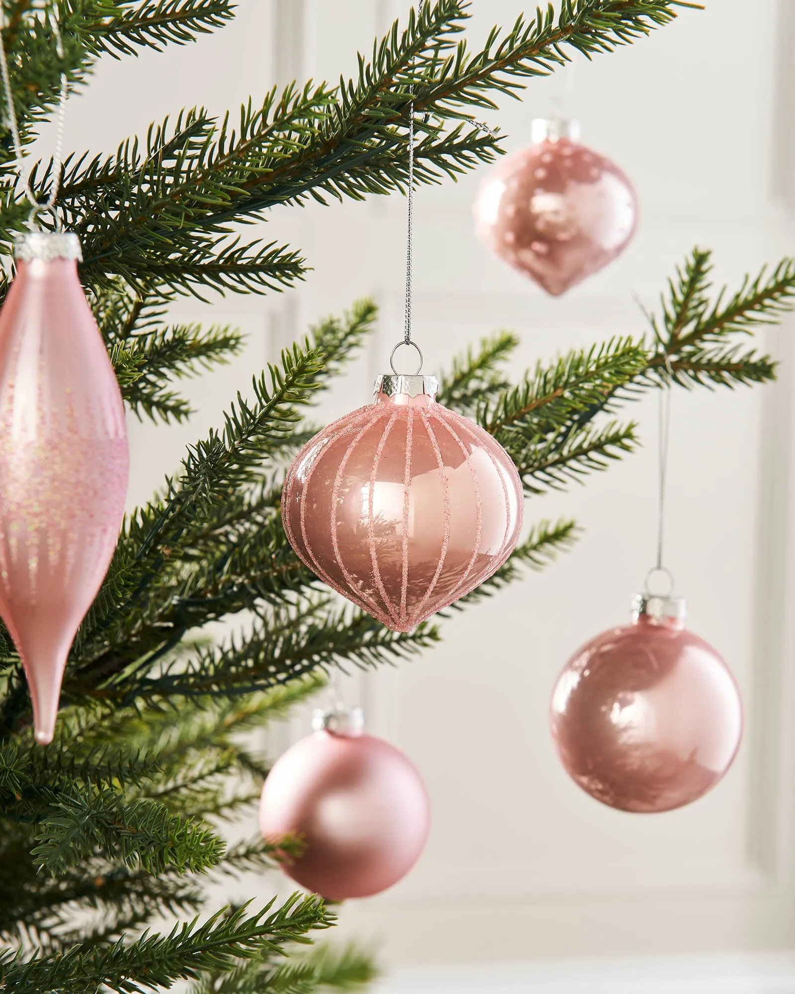 Baby Pink Glass Baubles, 20 Pack