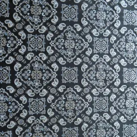 Bandana Foil on Black Nylon Spandex Swimsuit Fabric