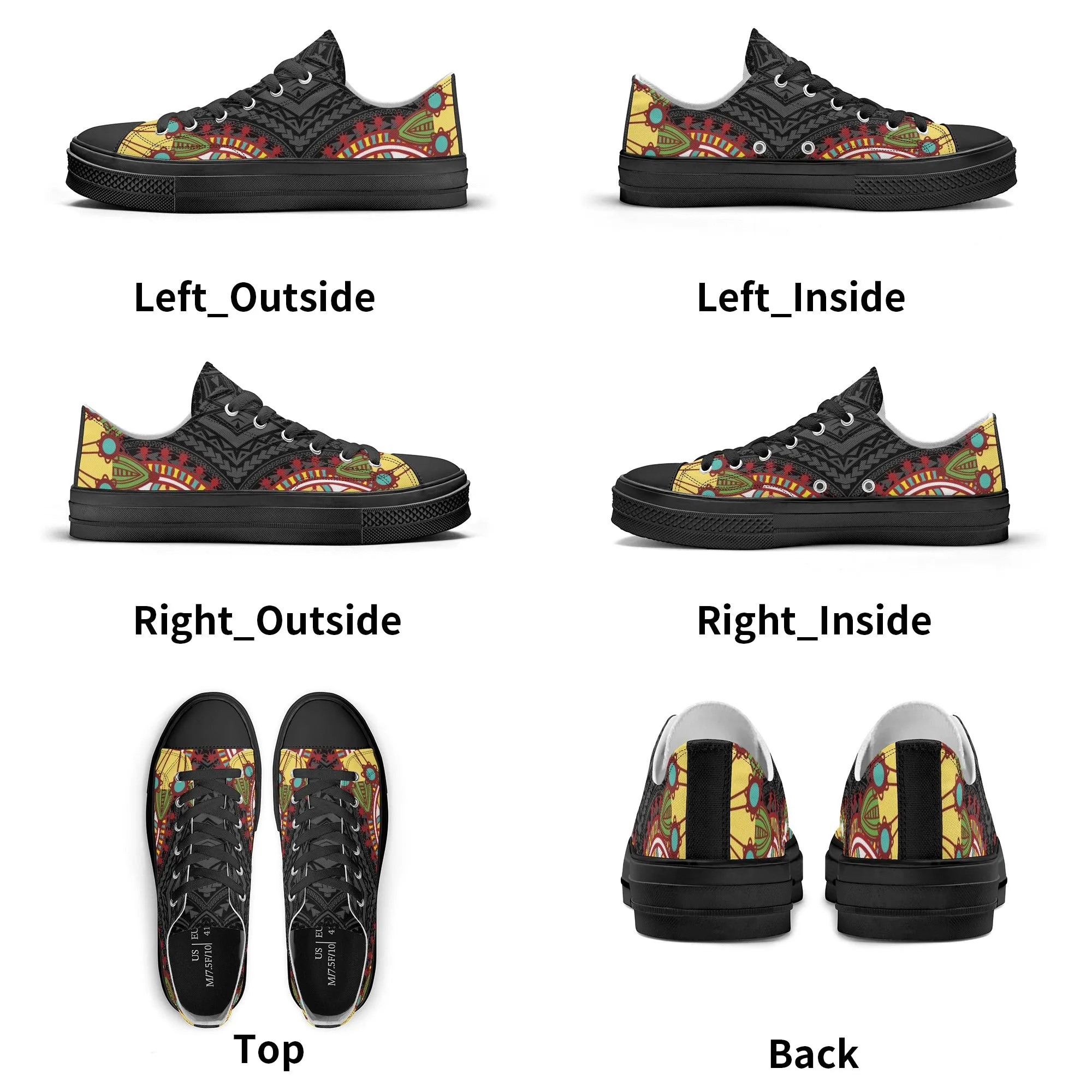 Black Abstract Design Pattern - Womens Classic Low Top Canvas Shoes for Footwear Lovers