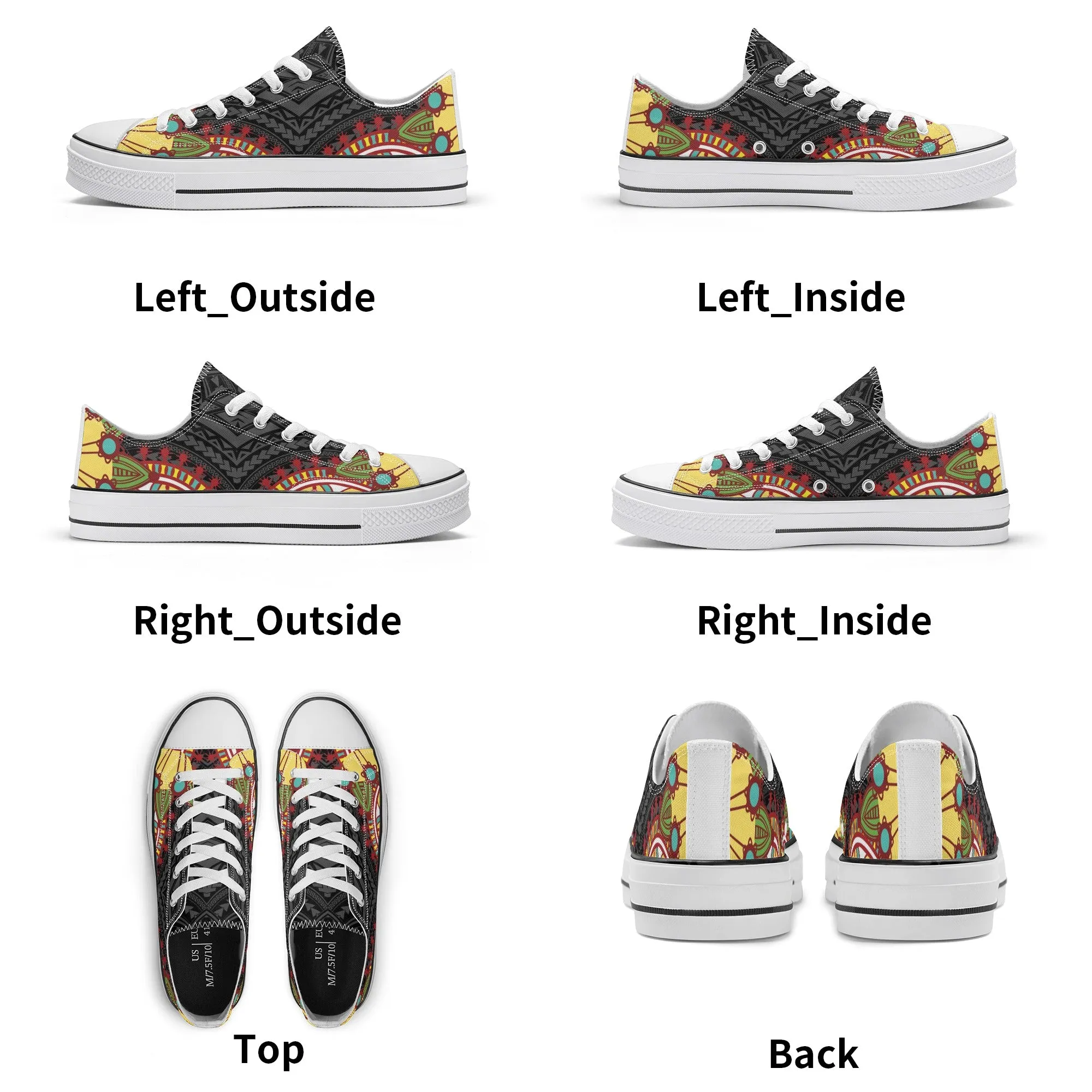 Black Abstract Design Pattern - Womens Classic Low Top Canvas Shoes for Footwear Lovers