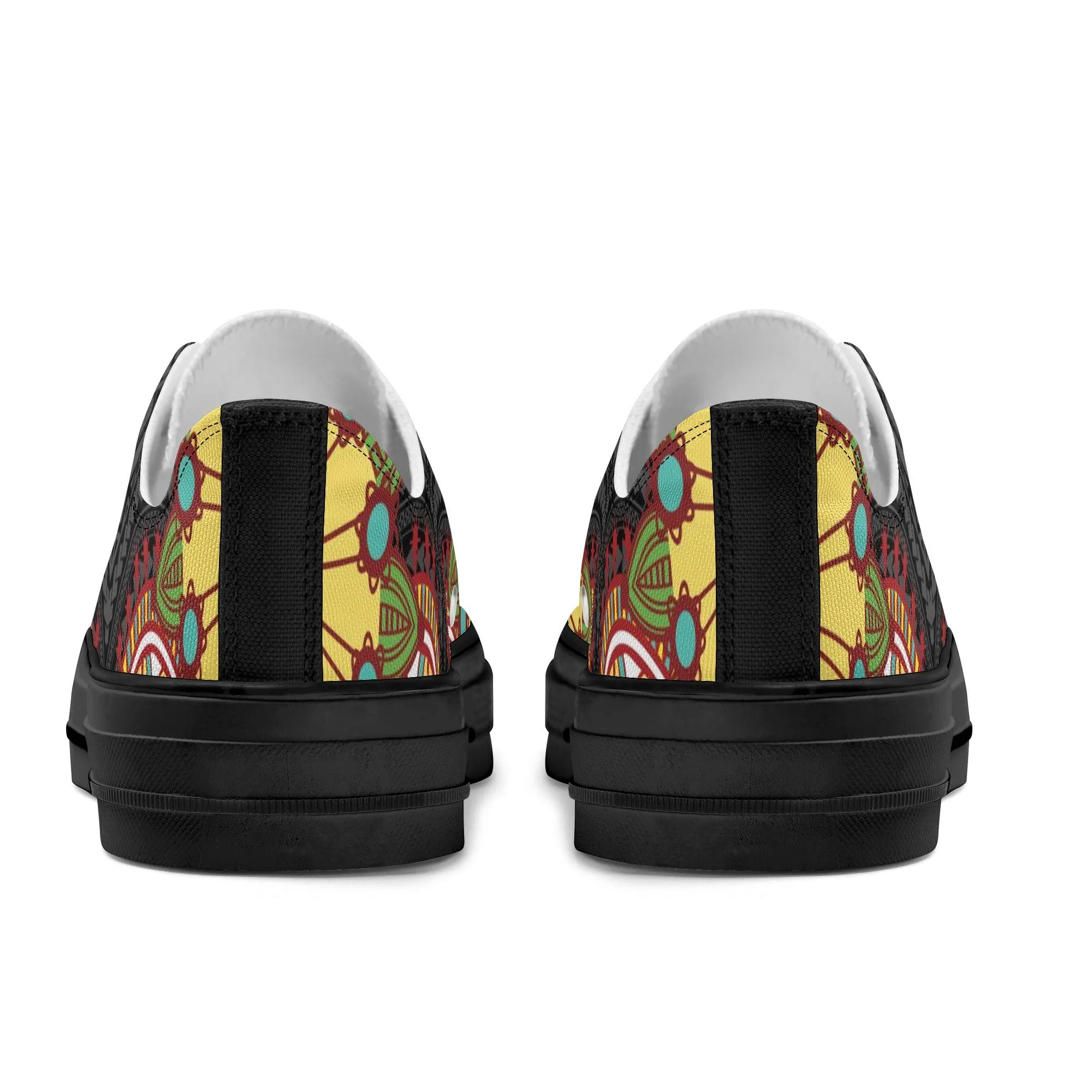 Black Abstract Design Pattern - Womens Classic Low Top Canvas Shoes for Footwear Lovers