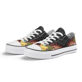 Black Abstract Design Pattern - Womens Classic Low Top Canvas Shoes for Footwear Lovers